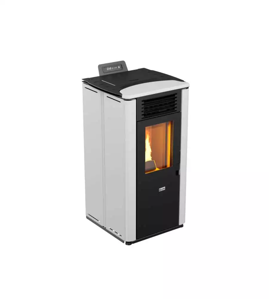 Stufa a pellet canalizzata canadian stove "design 10c" bianco 8,7 kw